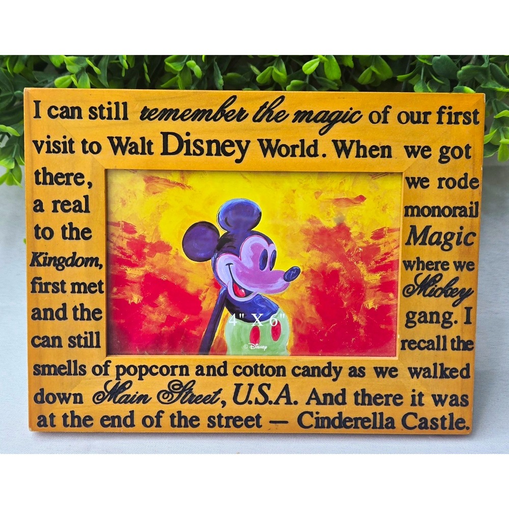 Disney Parks Walt Disney World Wood 4x6 Picture Frame Remember The Magic Mickey
